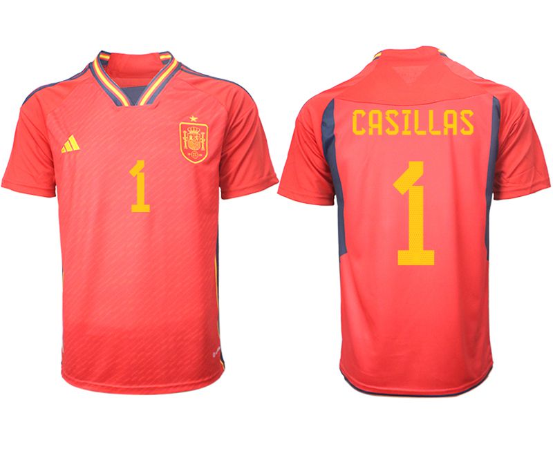 Men 2022 World Cup National Team Spain home aaa version red #1 Soccer Jerseys